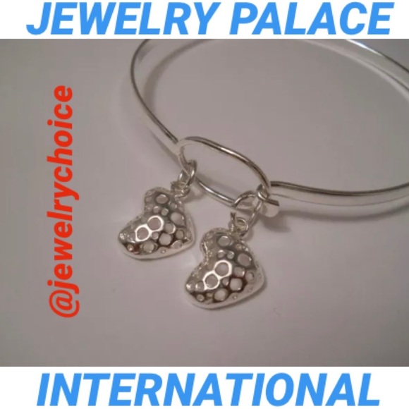 🆕925 Silver Dangling Filigree Open Heart Bangle. - Picture 4 of 9